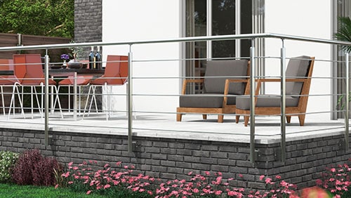 Harmony gelænder i galvaniseret stål på terrasse